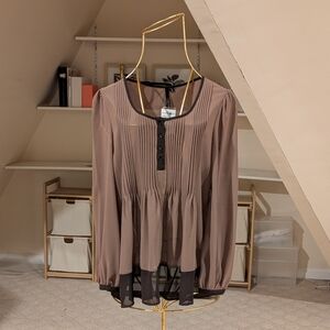 Elegant Brown Women's Top, Size M, Long Sleeve  Blouse, Nordstrom Rack